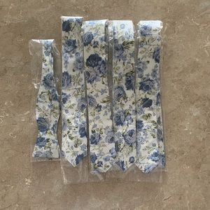 Blue floral ties and bow tie set